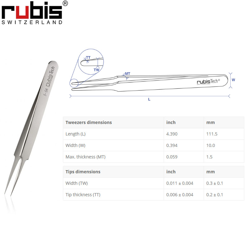 RUBIS 5號鑷子5-SA 瑞士RUBIS原裝進品鑷子