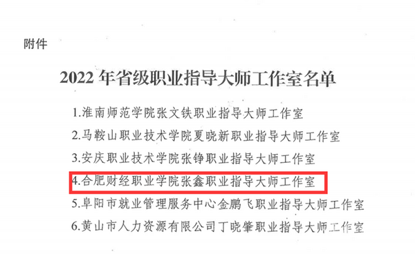 合肥財經職業學院獲批省級職業指導大師工作室