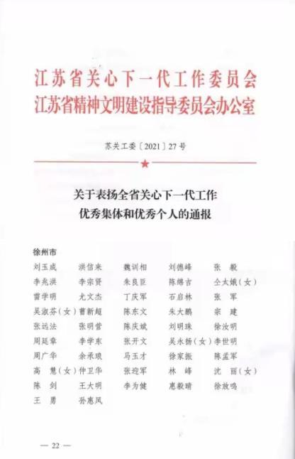 徐州醫科大學關工委喜獲多項省級表彰