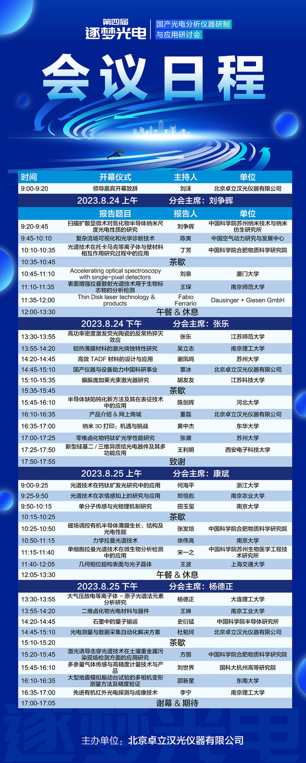 卓立漢光丨第四屆“逐夢光電”國產光電分析儀器研制與應用研討會開幕